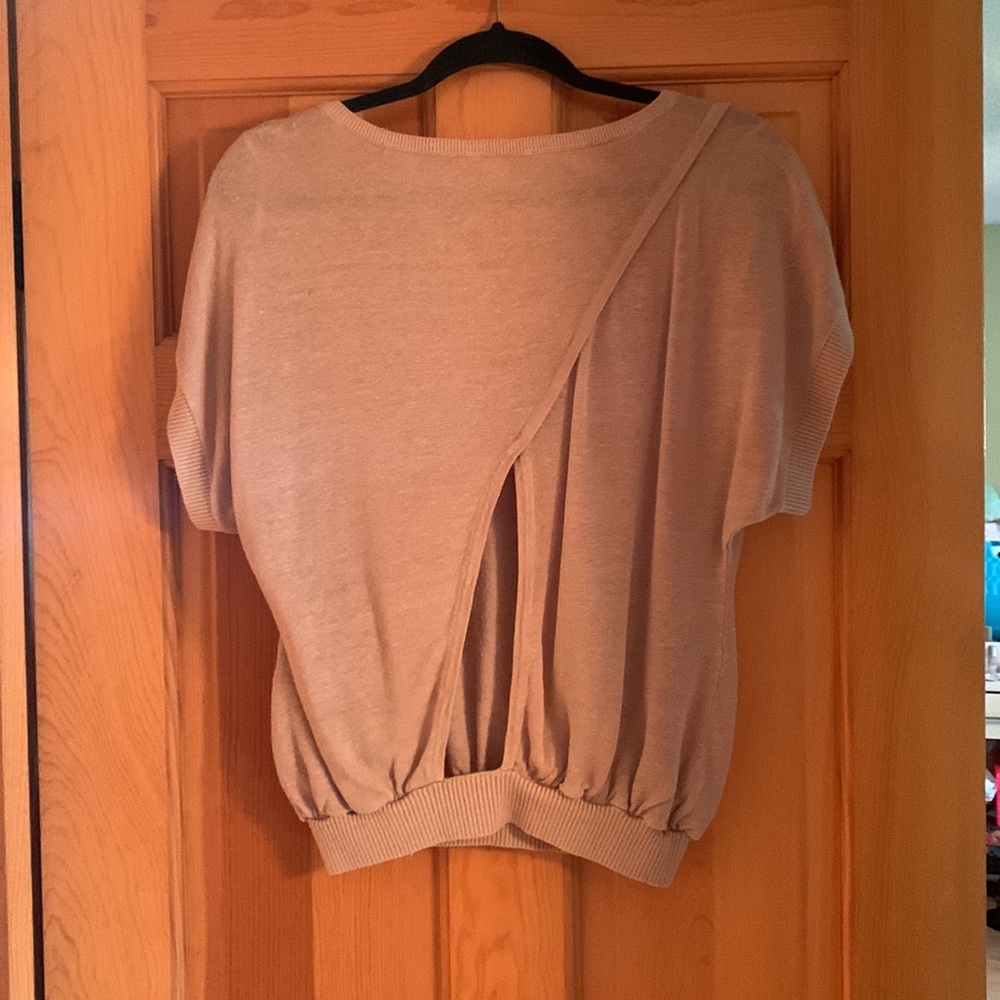 Victoria’s Secret beige short sleeve loose fit sweater with open back